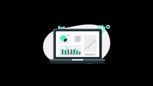 Animated Business Analytics and Growth on Laptop Screen