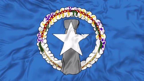 Northern Mariana Islands Flag Waving Realistic Animation