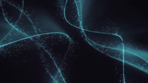 Abstract Neon Light Lines with Sparkling Particles Background