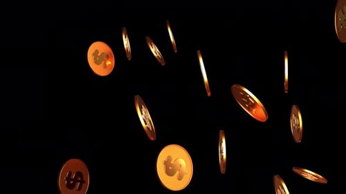 Golden Dollar Coins Falling Animation Loop