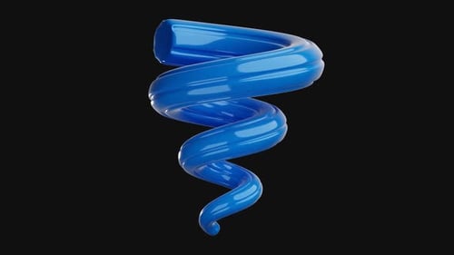 Rotating Blue Glossy Spiral Abstract Loop Animation