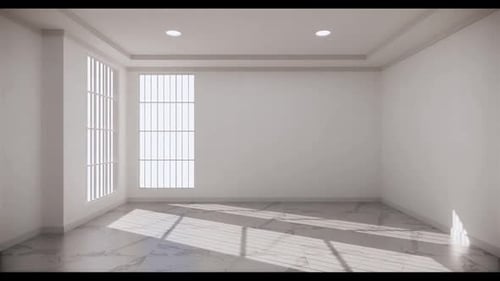 Chambre vide lumineuse avec sol en marbre