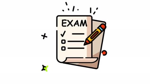 Animated Flat Design Exam Checklist with Pencil