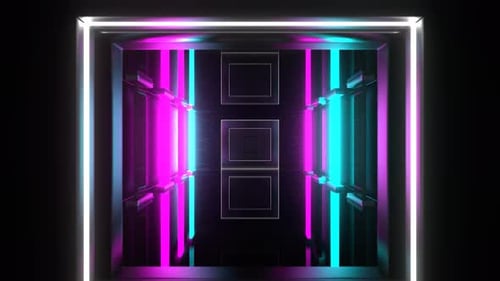 Cyan And Pink Fast Flashing Light Strobe Neon Corridor Background Vj Loop In 4K