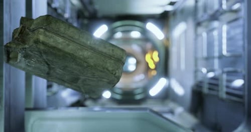 Gas Canister Floating in Zero Gravity Inside the Space Station