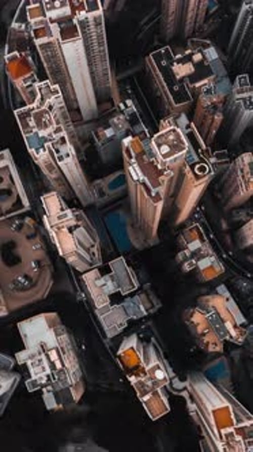 Vertical View Of Hong Kong Cityscape, China