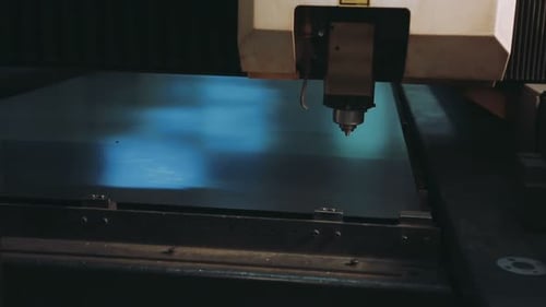 Metalworking Laser Machine. Cutting Metal Processing Technology. Close Up. Computer Cnc Accuracy