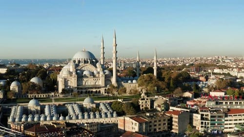 Suleymaniye Mosque In The Beautiful City Of Istanbul, Turkey. Aerial
