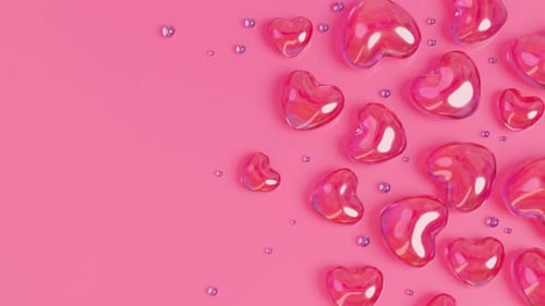 Abstract hearts looped background. Saint Valentine's Day. 3d render, realistic. love, romantic