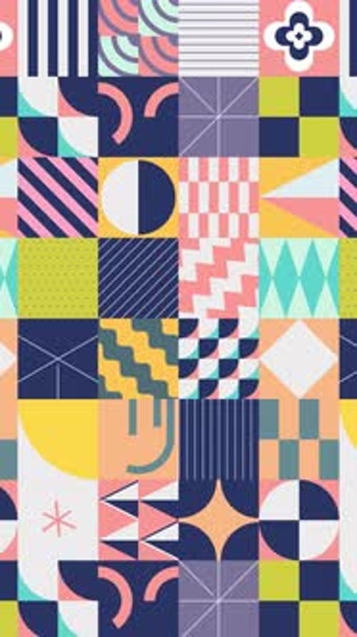 Minimalist Pastel Geometric Tile Motion Graphic Portrait