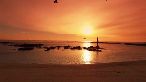 Sunset over the Beach Amazing Orange Sunset