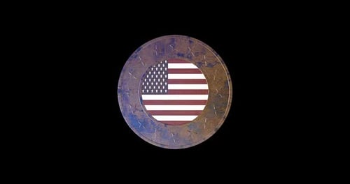 3D Spinning United States Flag Coin Animation