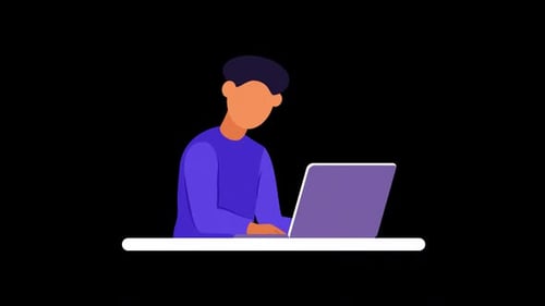 Minimalist Person Typing on Laptop Animation