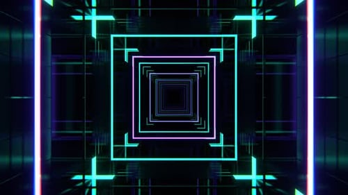 Boucle VJ de fond de chaîne clignotante numérique infinie turquoise et violette en 4K