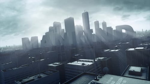 3D Skyscraper City Text Mankind