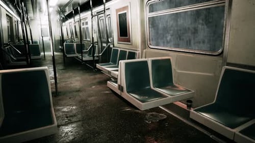 An Empty Train Car in the Metro Underground