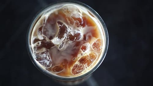 Refreshing Iced Coffee Overhead View