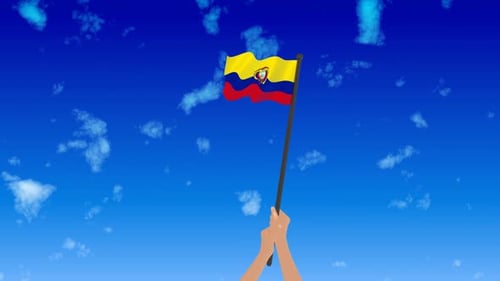 Animated Ecuador National Flag Waving Held by Hands