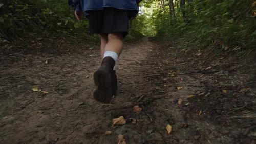 Woman Walking in the Forest on Summer Sunny Day Close Up Female Wonder in the Park A Beautiful View