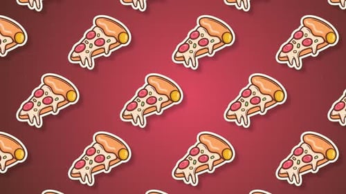 Cartoon Pizza Slices Seamless Looping Background Animation