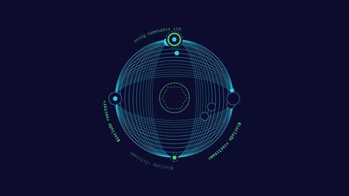 Animation en boucle d'un élément HUD en forme de sphère filaire