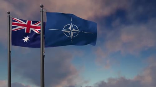 Realistic Waving Flags: Australia and NATO Alliance