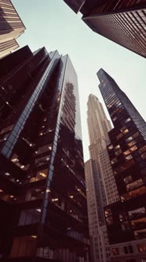 Looking Up at Skyscrapers in New York City