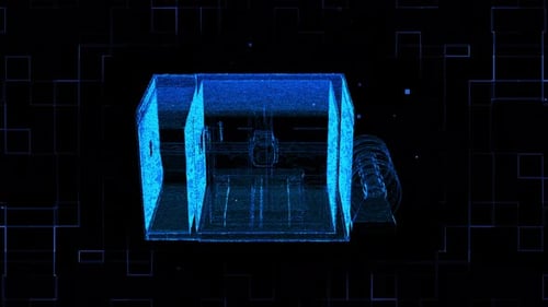 Plano futurista de un dispositivo mecánico en movimiento