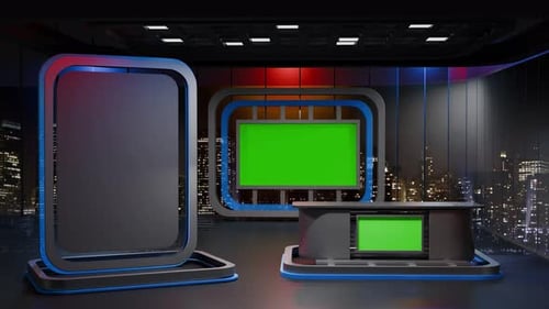 3D Virtual News Studio Background Loop