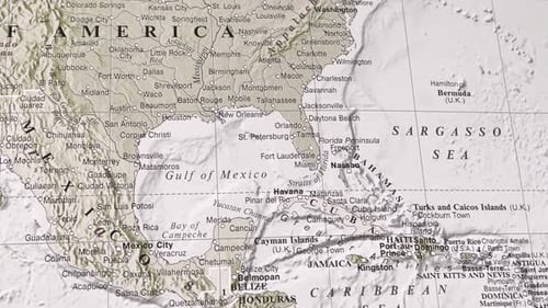 Mexico And Usa With Cities On The Political Map Of The World.