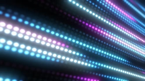 Futuristic Neon Grid of Moving Light Dots Background