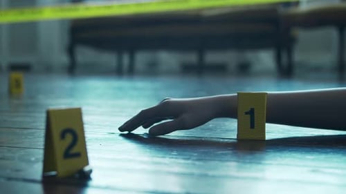 Crime Scene Evidence on Floor Close Up