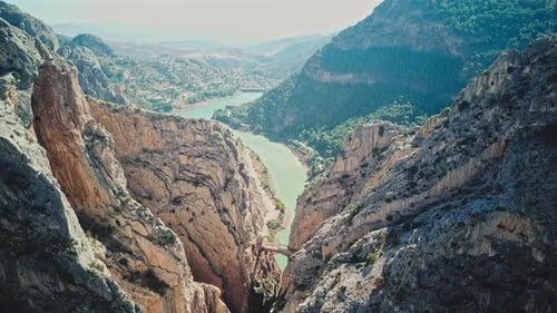 famous walkway along the steep walls of a narrow gorge in El Chorro