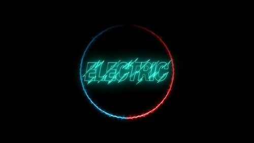 Neon Electric text animation ,bright circle frame text background . Vd937
