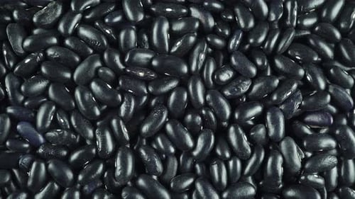 Rotating pile of dried black beans, ingredient
