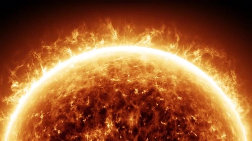Close View Of The Sun With Powerful Solar Flares
