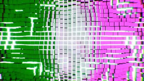 Abstract Geometric Cube Grid Loop with Neon Glow