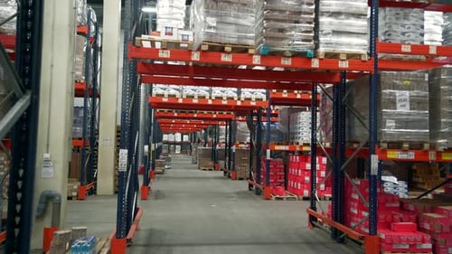 Large room with goods in stock