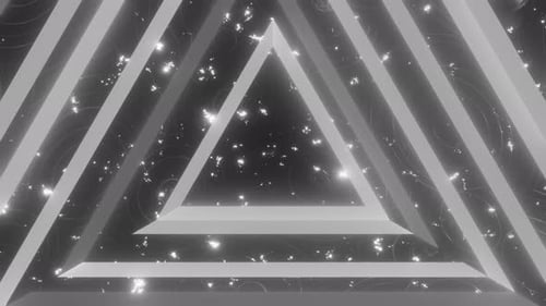 Looped 3d Animation VFX Black and White Tunnel with Polygonal Frames Scifi Abstract Cyclic