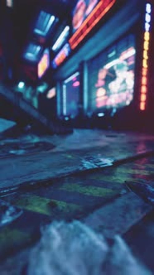 NeonLit City Street at Night