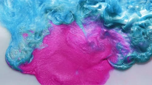 Abstract Mixing of Blue and Pink Pearly Paint