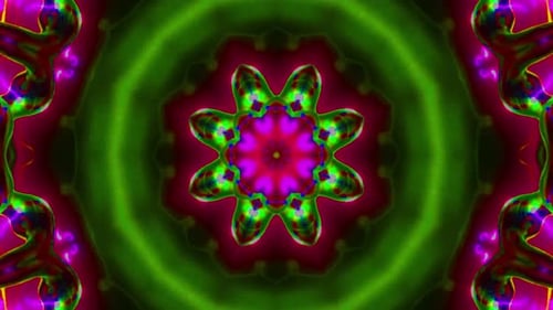 Vibrant green and pink mandala pattern