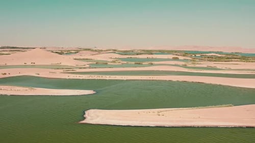 Stunning Drone Footage of Desert Oasis with Green Lakes