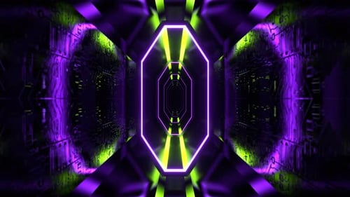 Light Green And Purple Sci Fi Cybernetic Strobe Tunnel Background Vj Loop I 4K
