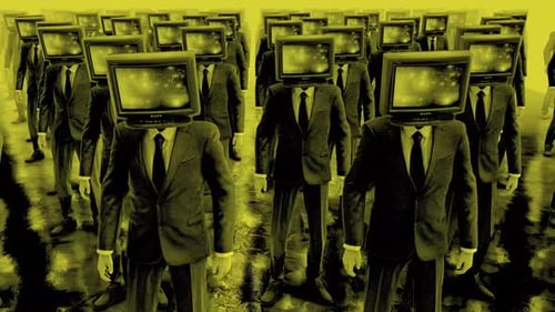 Retro TV Head Corporate Surveillance Glitch Loop