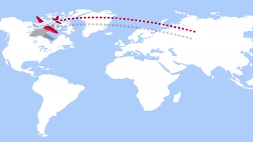 Animierter Flug des Flugzeugs über die Karte