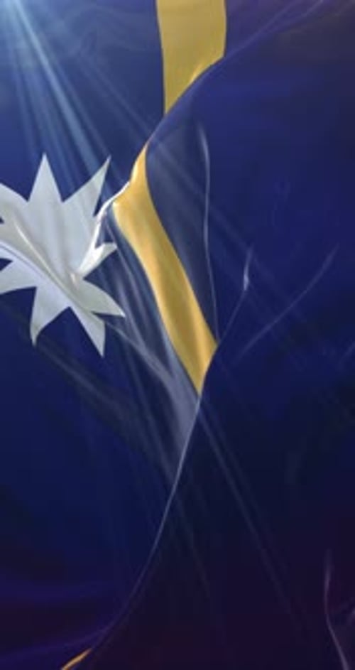 Waving Nauru Flag Vertical Realistic Animation
