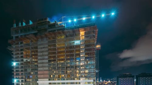 Timelapse Nightwork Development Of Modern