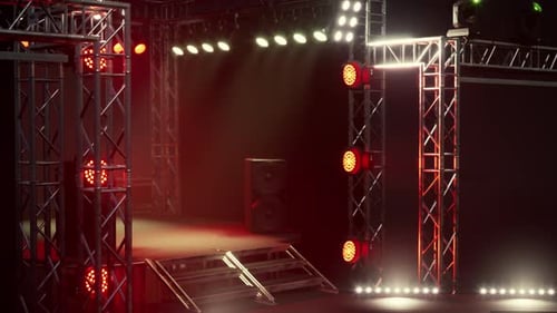 Dynamic Stage with Concert Lights and Speakers
