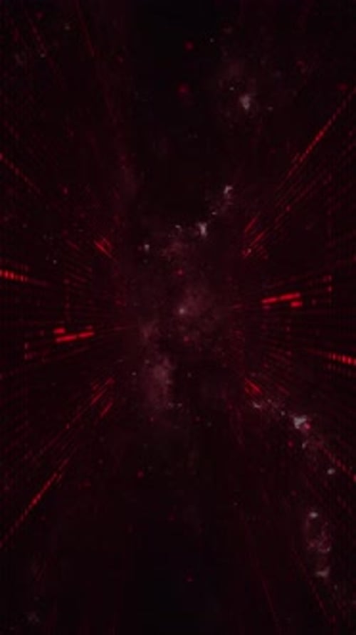 Red Data Stream Tunnel Futuristic Digital Background